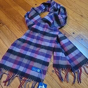 McRaes Of Scotland 100% Lambs Wool Plaid Checkered Purple Gray Black Red NWT